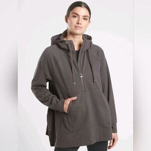 Athleta Women's Glacier Handkerchief Poncho Hoodie Jacket Shale